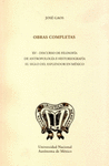 OBRAS COMPLETAS XV DISCURSO DE FILOSOFIA DE ANTROPOLOGIA E HISTORIOGRAFIA EL SIGLO DEL ESPLENDOR