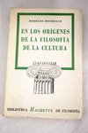 EN LOS ORIGENES DE LA FILOSOFIA DE LA CULTURA