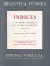 INDICES A LA RESE�A HISTORICA DEL TEATRO EN MEXICO 1538-1911 OLAVARRIA Y FERRARI